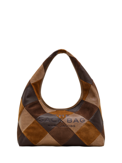 The Suede Patchwork Sack Bag, Brown Multi, Brown Multi