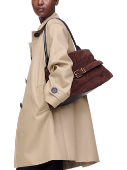 Marc Jacobs THE Dakota Satchel Suede Shoulder Bag, Dark Brown - view 2, Dark Brown