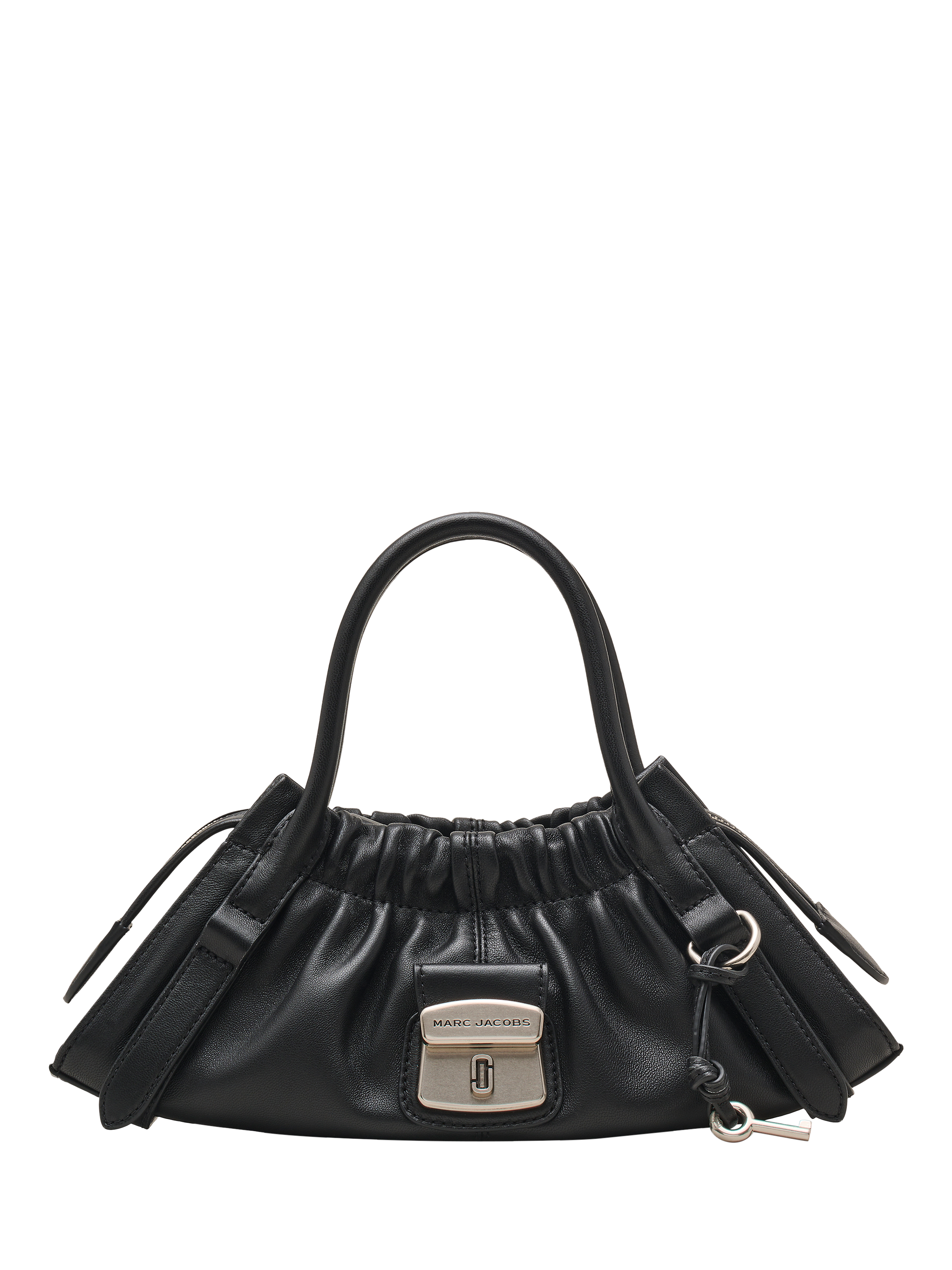 Product image 1 of 6, which shows Marc Jacobs Leather Small Cinched Satchel Bag, Black