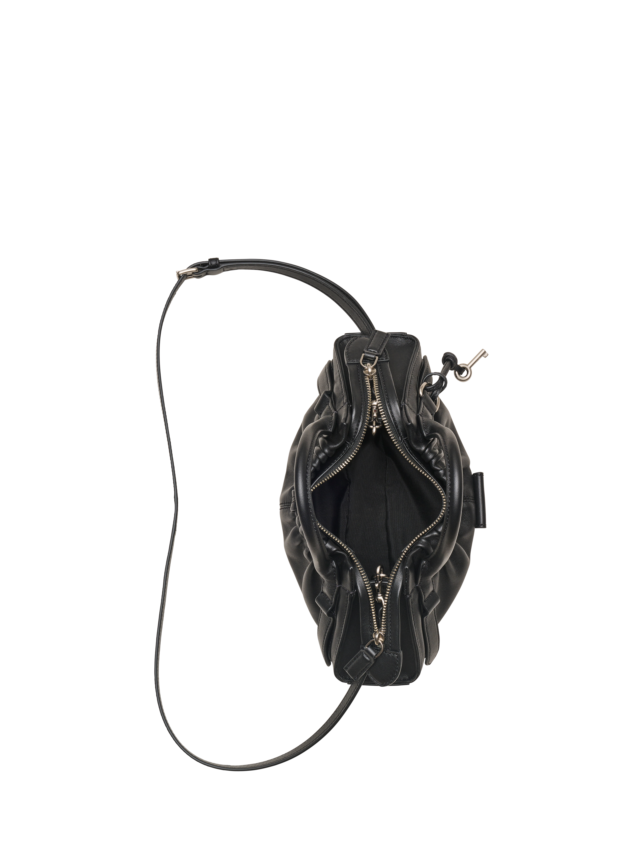 Product image 6 of 6, which shows Marc Jacobs Leather Small Cinched Satchel Bag, Black