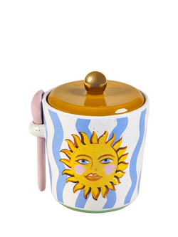 Eleanor Bowmer Electric Coast Stoneware Sugar Pot & Spoon, Multi, Multi