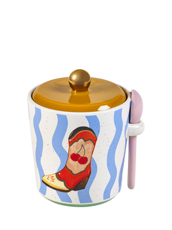 Eleanor Bowmer Electric Coast Stoneware Sugar Pot & Spoon, Multi - view 2, Multi