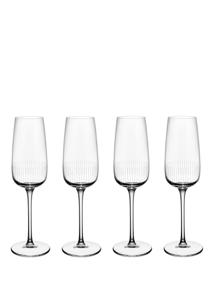 Villeroy & Boch Afina Glass Champagne Flute, Set of 4, 120ml, Clear, Clear