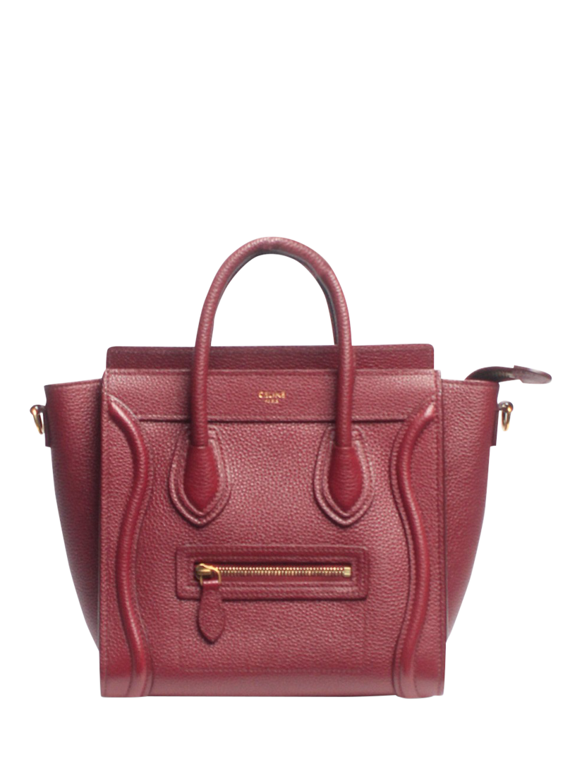 Pre-loved CELINE Nano Luggage 2Way Leather Shoulder Bag, Wine