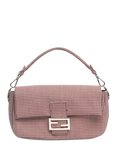 Pre-loved Fendi Baguette Houndstooth Canvas Shoulder Bag, Red