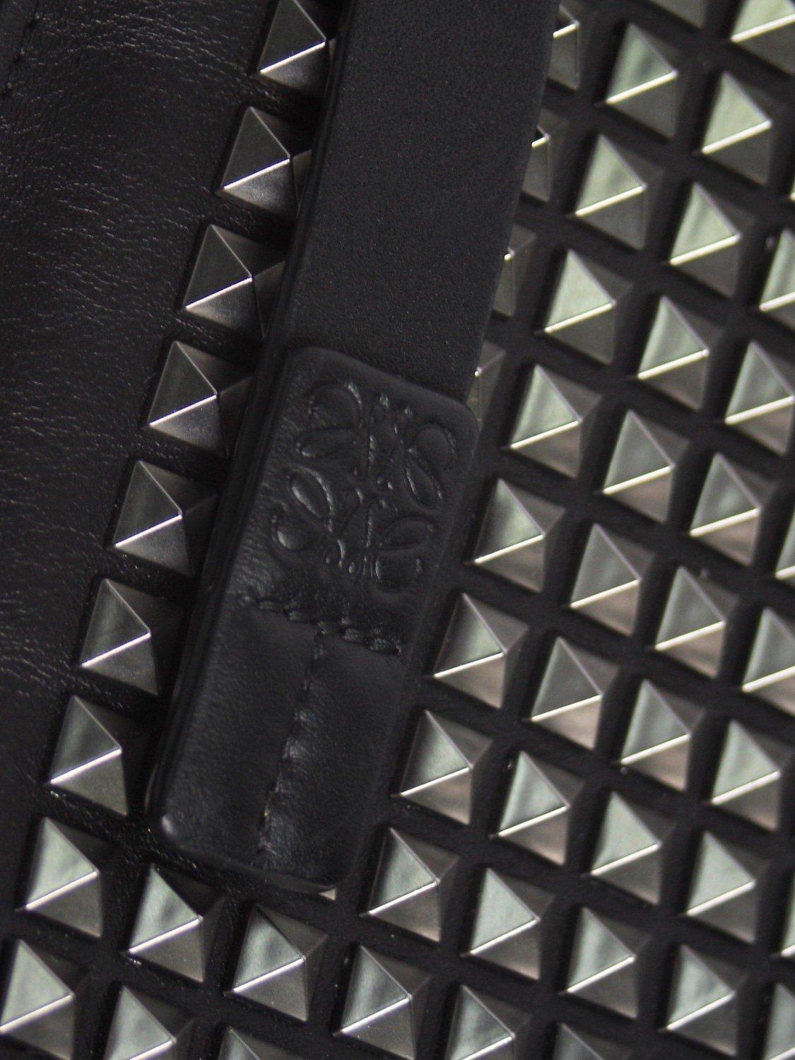 Product image 6 of 6, which shows Pre-loved LOEWE Studded T Pouch Clutch Bag, Black