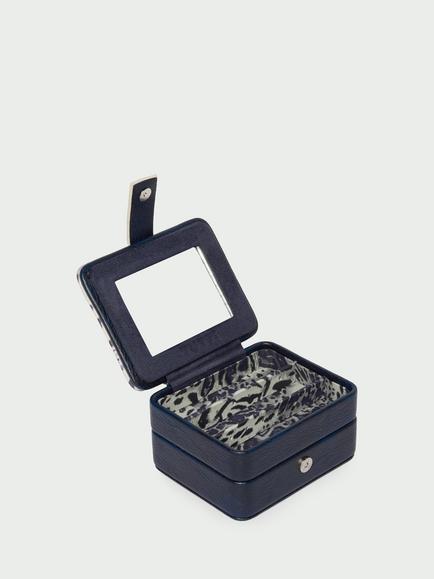 Tutti Faux Leather Mirrored Jewellery Box, Navy Animal