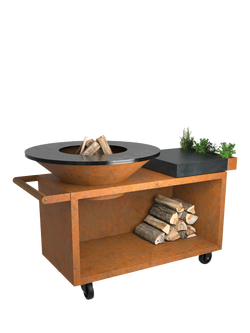 OFYR Island 100 Pro Mobile Cooking Unit with Ceramic Prep & Storage, Corten, Corten