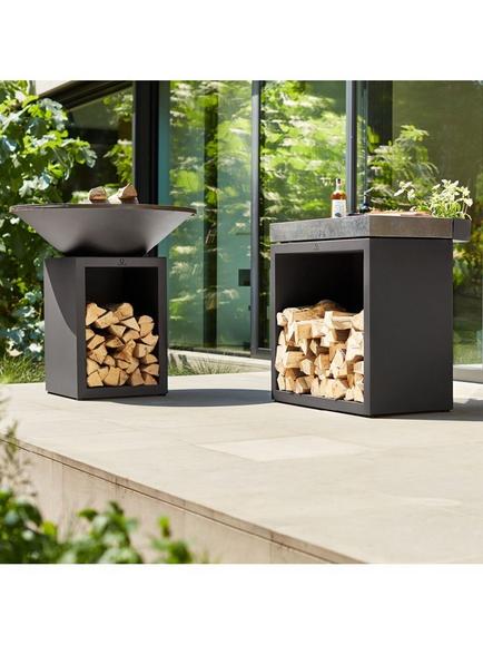 OFYR Ceramic Top Garden Butcher Block & Wood Store, 90cm, Black - view 2, Black