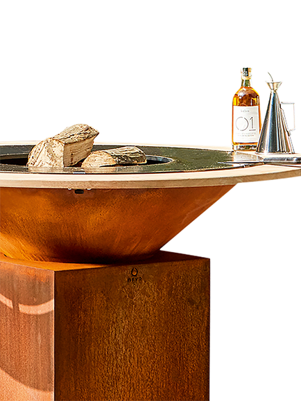 OFYR Cooking Unit Fire Guard Ring, 100cm, FSC-Certified (Teak Wood), Brown