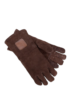 OFYR Heat Resistant Suede BBQ Gloves, Brown, Brown