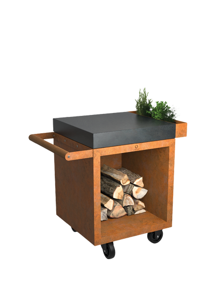 OFYR Mise en Place Pro Mobile Outdoor Table with Ceramic Top, 65cm, Corten, Corten