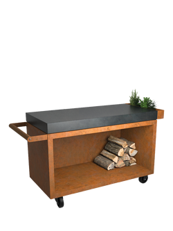 OFYR Mise en Place Pro Mobile Outdoor Table with Ceramic Top, 135cm, Corten, Corten