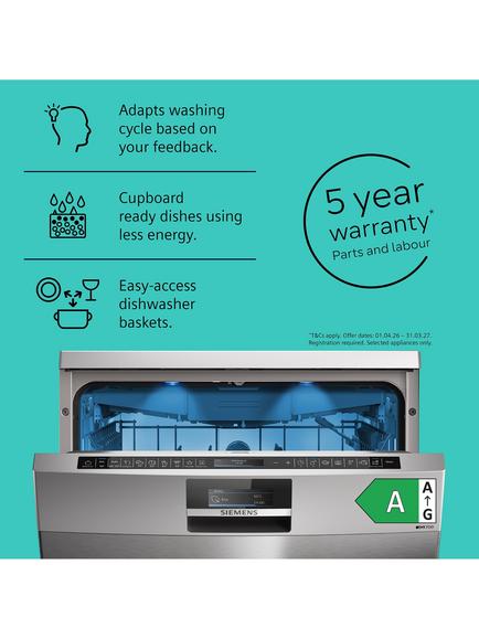 Siemens iQ700 SN27TI02CE Freestanding Dishwasher with Zeolith Drying, Stainless Steel - view 2, Stainless Steel