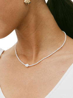 EDBLAD Beach Pearl Seashell Necklace, Yellow Gold - view 2, Yellow Gold