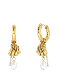 EDBLAD Beach Pearl Corrazza Shell Hoop Earrings, Yellow Gold
