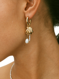 EDBLAD Beach Pearl Corrazza Shell Hoop Earrings, Yellow Gold