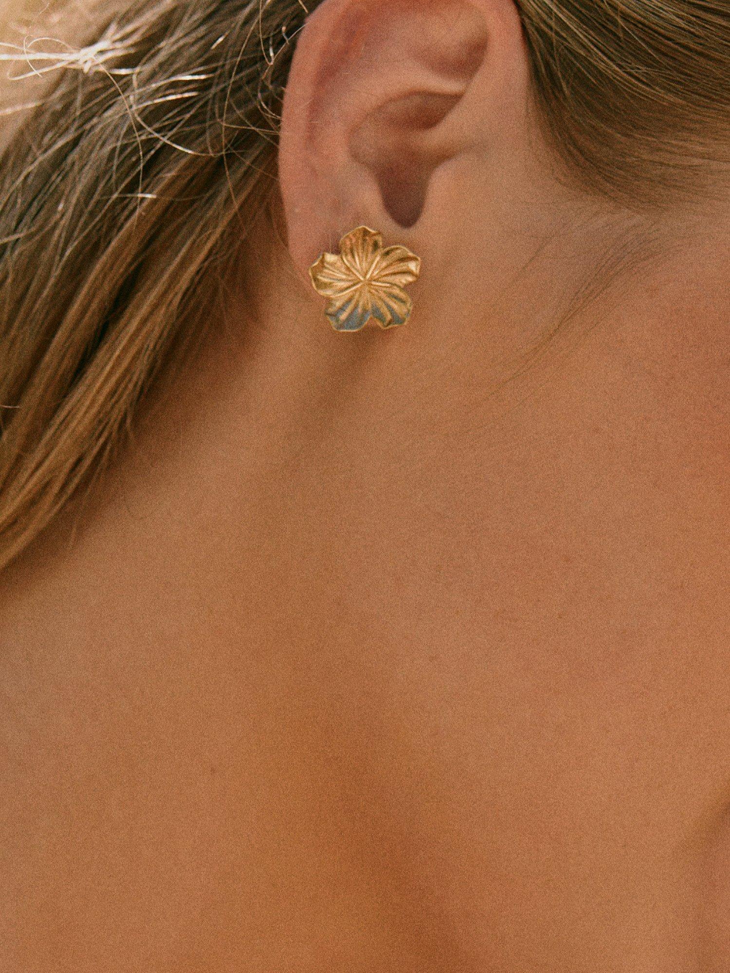 Product image 2 of 2, which shows EDBLAD Jasmine Stud Earrings, Yellow Gold