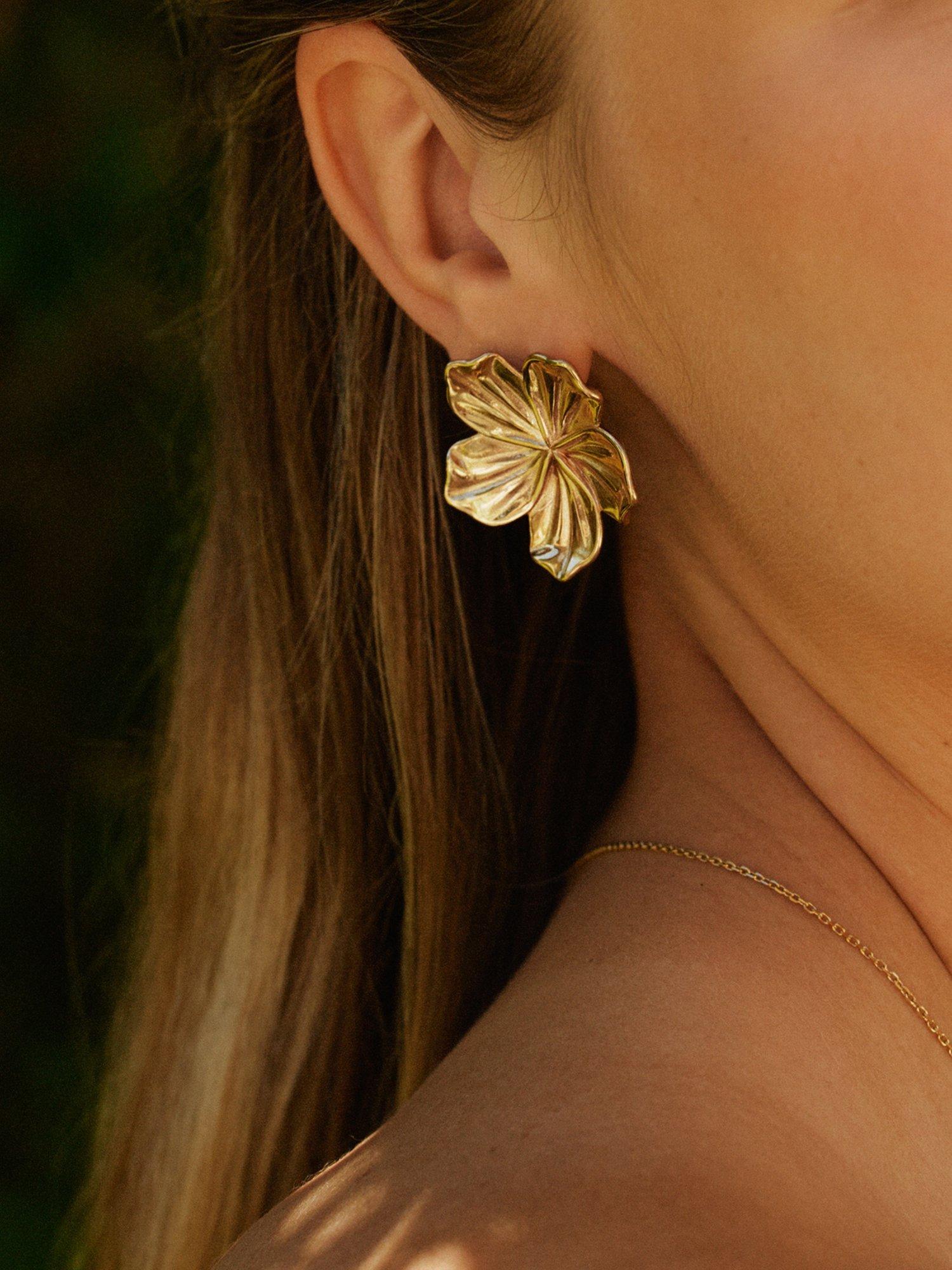 Product image 2 of 2, which shows EDBLAD Jasmine Large Stud Earrings, Yellow Gold