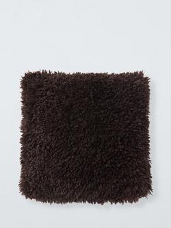 John Lewis Curly Faux Fur Cushion, Cocoa