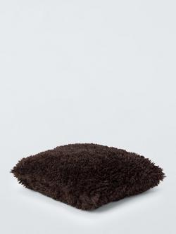 John Lewis Curly Faux Fur Cushion - view 2, Cocoa