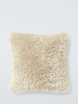 John Lewis Curly Faux Fur Cushion, Putty