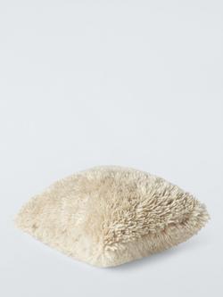 John Lewis Curly Faux Fur Cushion - view 2, Putty