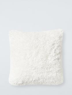 John Lewis Curly Faux Fur Cushion, White