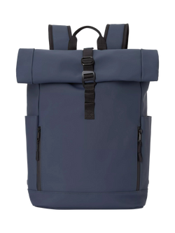 John Lewis Rubberised Roll Top Commuter Backpack, 24L, Black