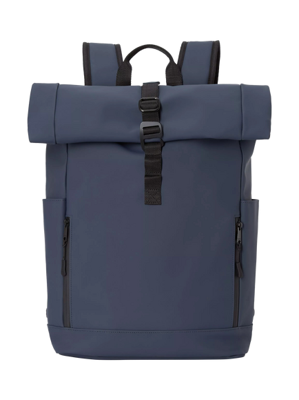 John Lewis Rubberised Roll Top Commuter Backpack, 24L, Black
