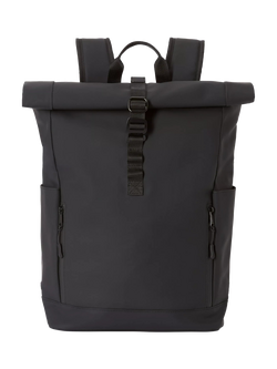 John Lewis Rubberised Roll Top Commuter Backpack, 24L, Navy