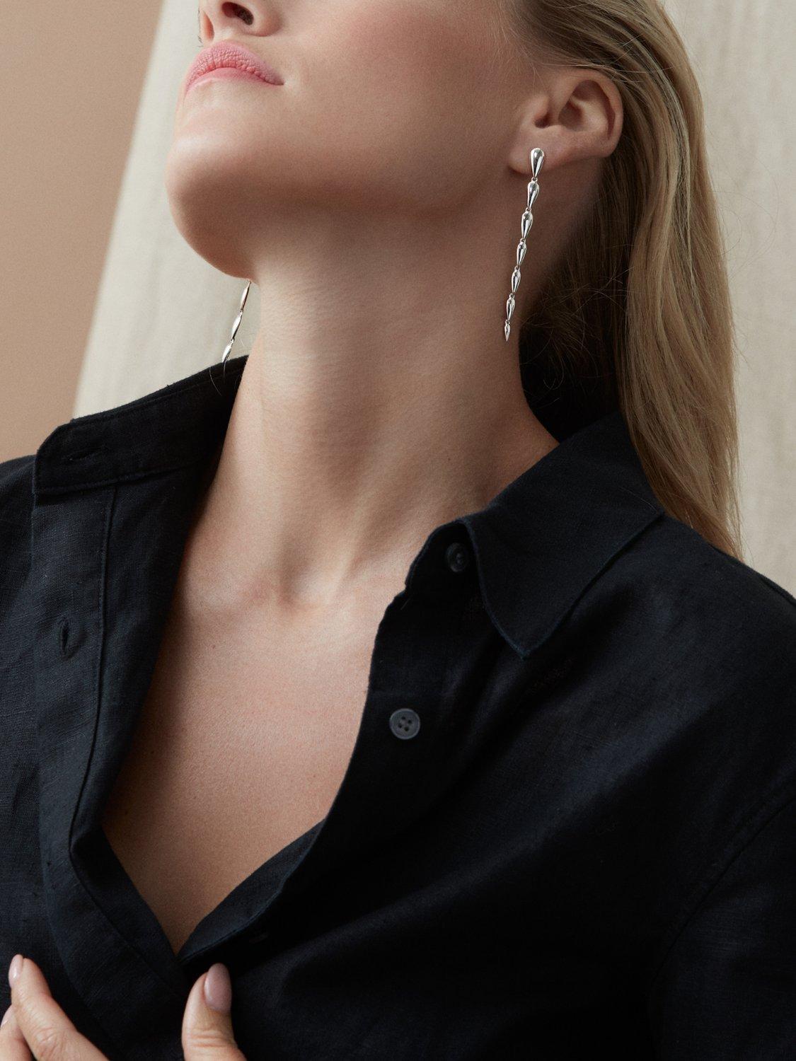 Product image 4 of 4, which shows Dinny Hall Sunbeam Column Drop Earrings, Silver