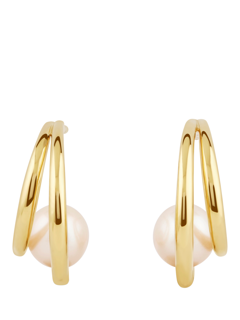Product image 1 of 5, which shows Dinny Hall Toro Double Hoop Pearl Earrings, Gold