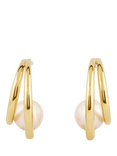 Dinny Hall Toro Double Hoop Pearl Earrings, Gold