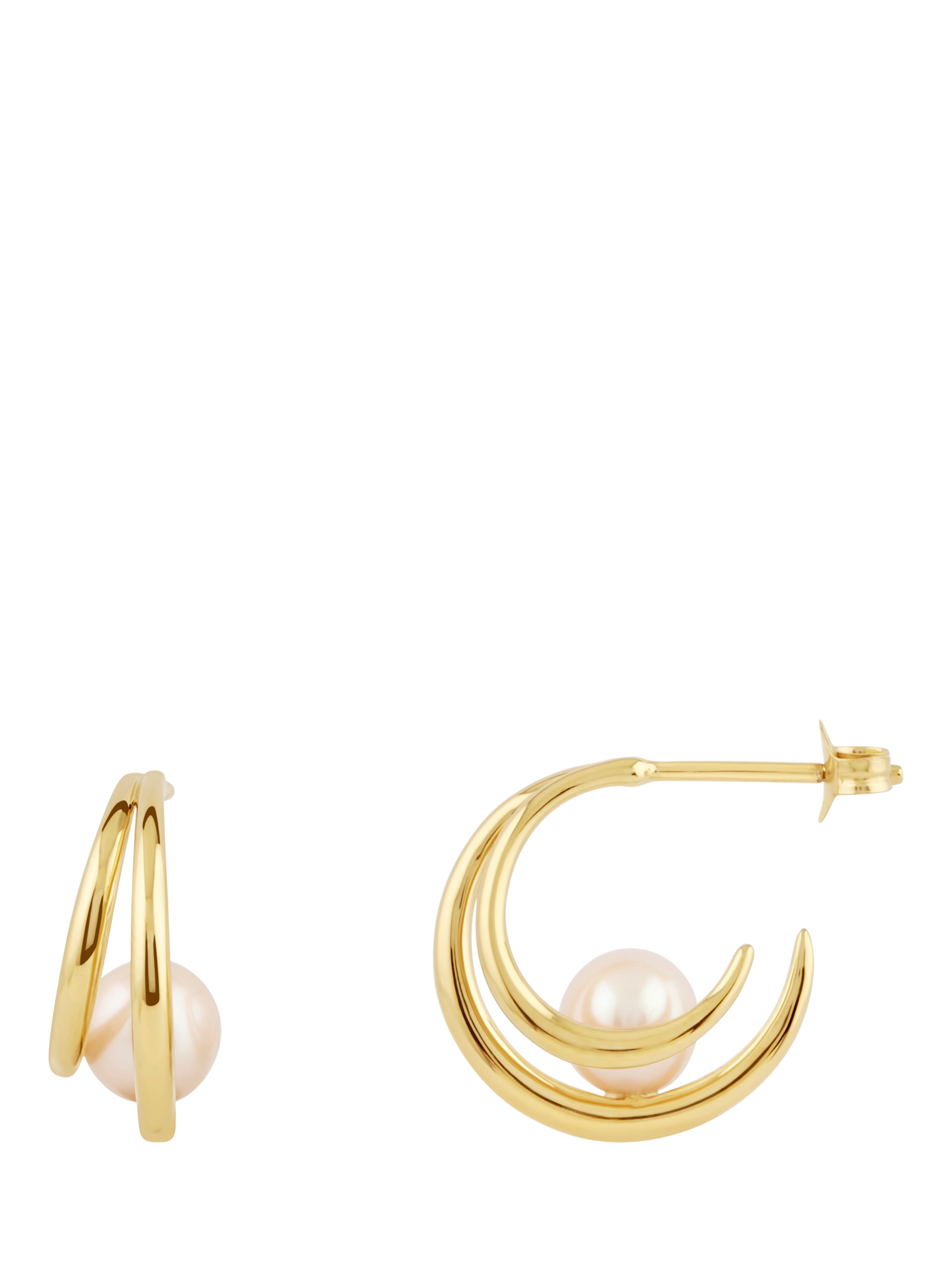 Product image 2 of 5, which shows Dinny Hall Toro Double Hoop Pearl Earrings, Gold