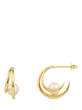 Dinny Hall Toro Double Hoop Pearl Earrings, Gold