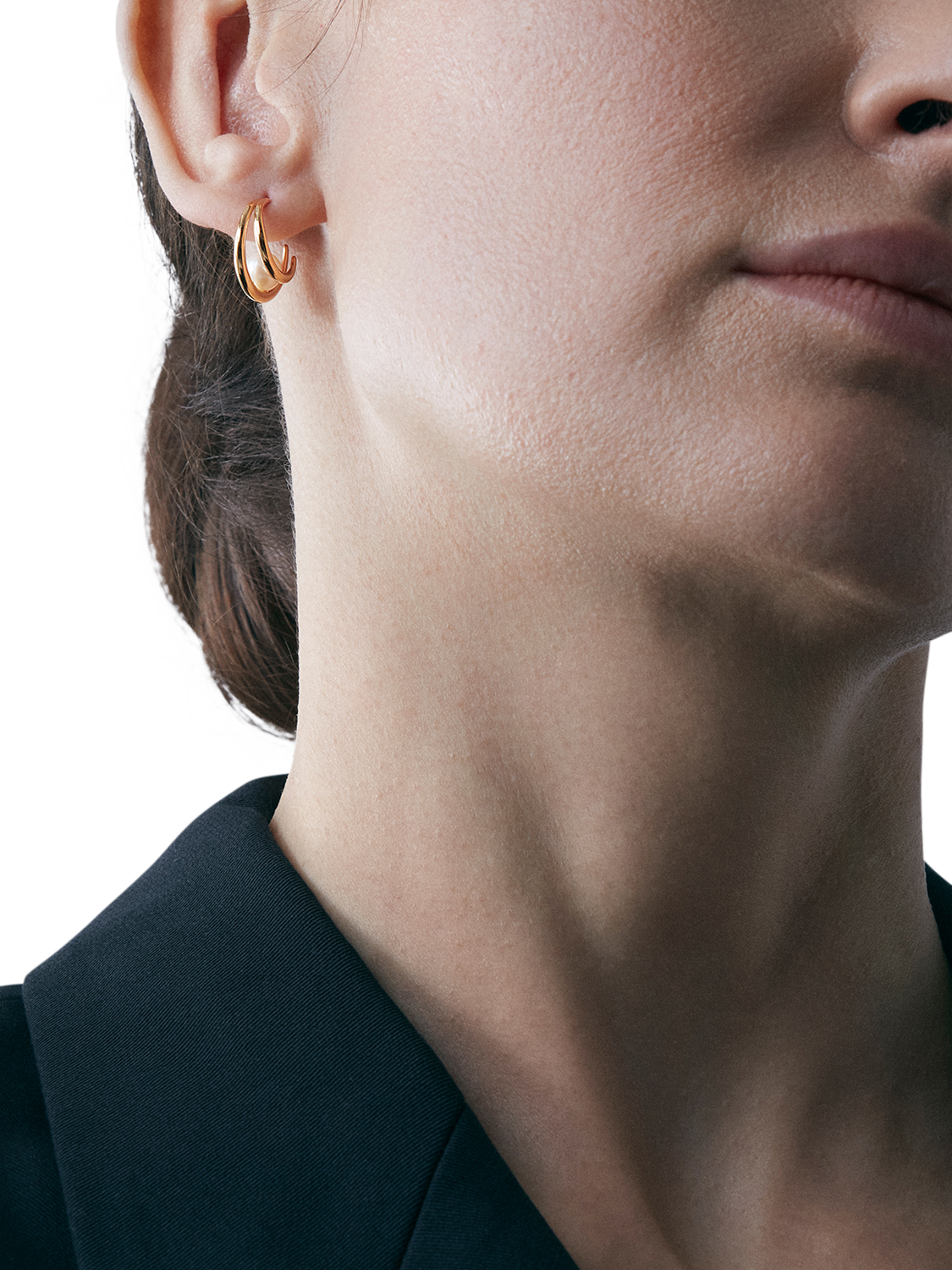 Product image 3 of 5, which shows Dinny Hall Toro Double Hoop Pearl Earrings, Gold
