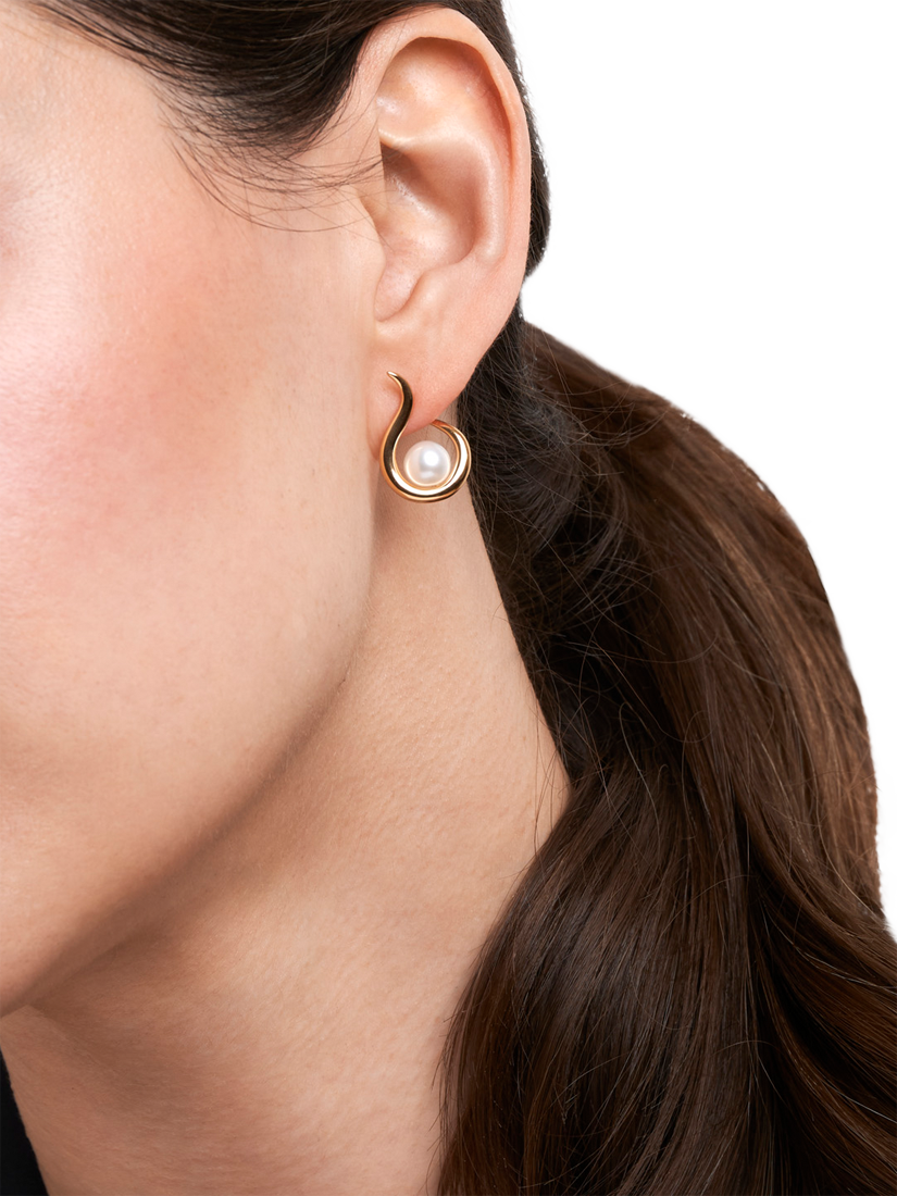 Product image 4 of 6, which shows Dinny Hall Toro Pearl Twist Earrings, Gold