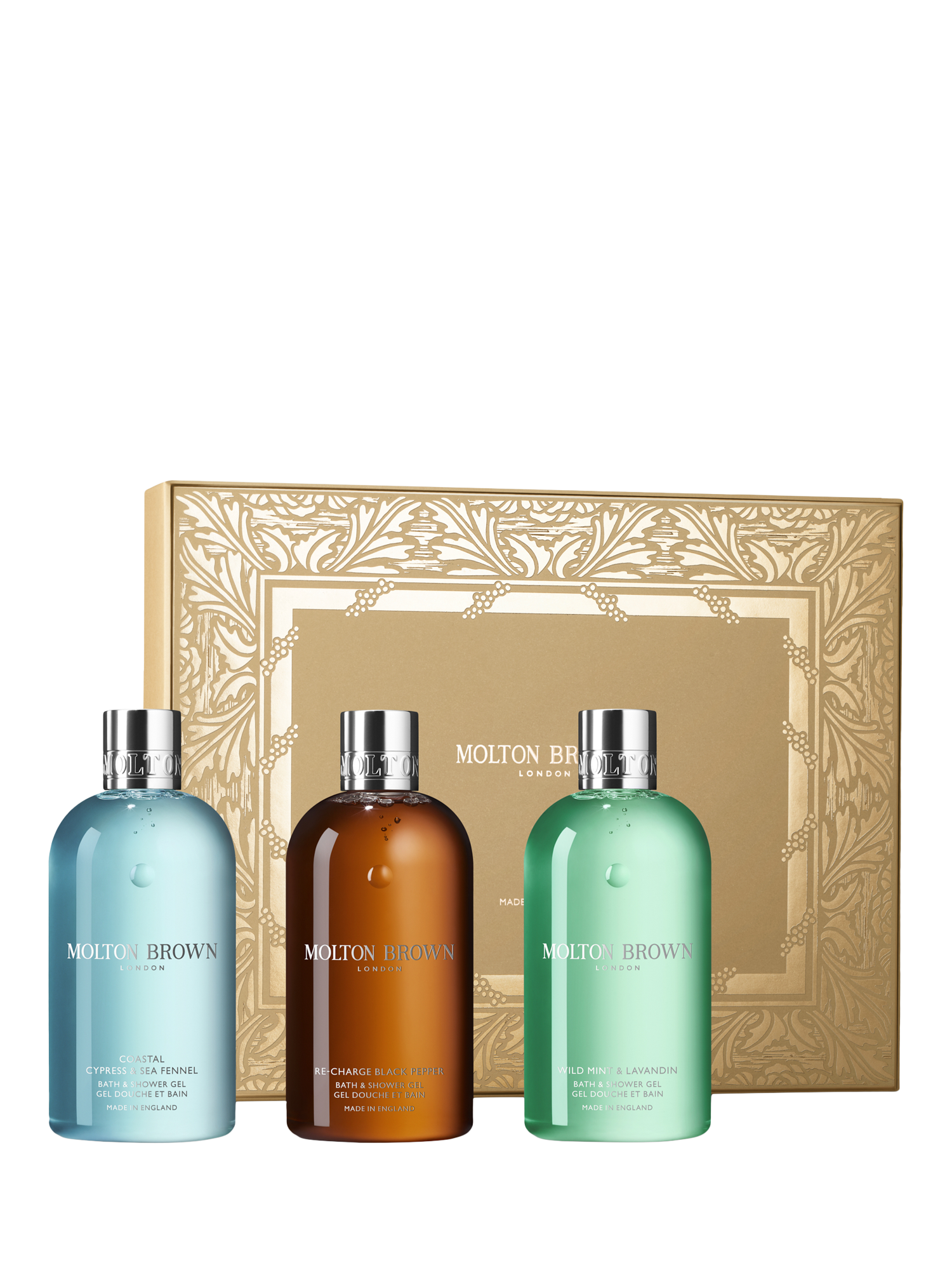 Product image 1 of 3, which shows Molton Brown Woody & Aromatic Bodycare Gift Set