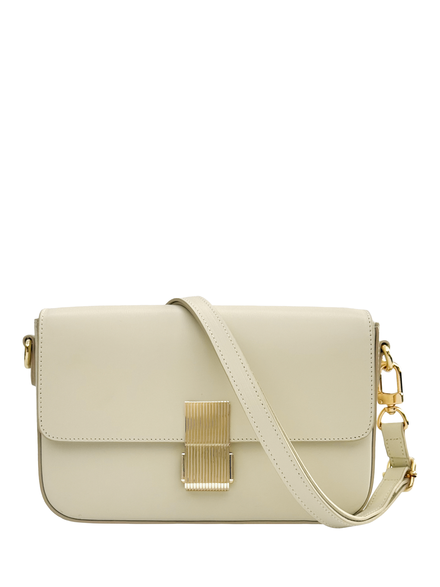 Product image 1 of 5, which shows Apatchy London Flora Leather Crossbody Bag, Buttermilk