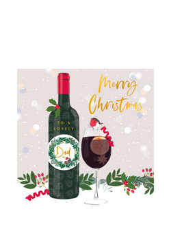 Belly Button Designs Bottle Of Wine Dad Christmas Card, Multi
