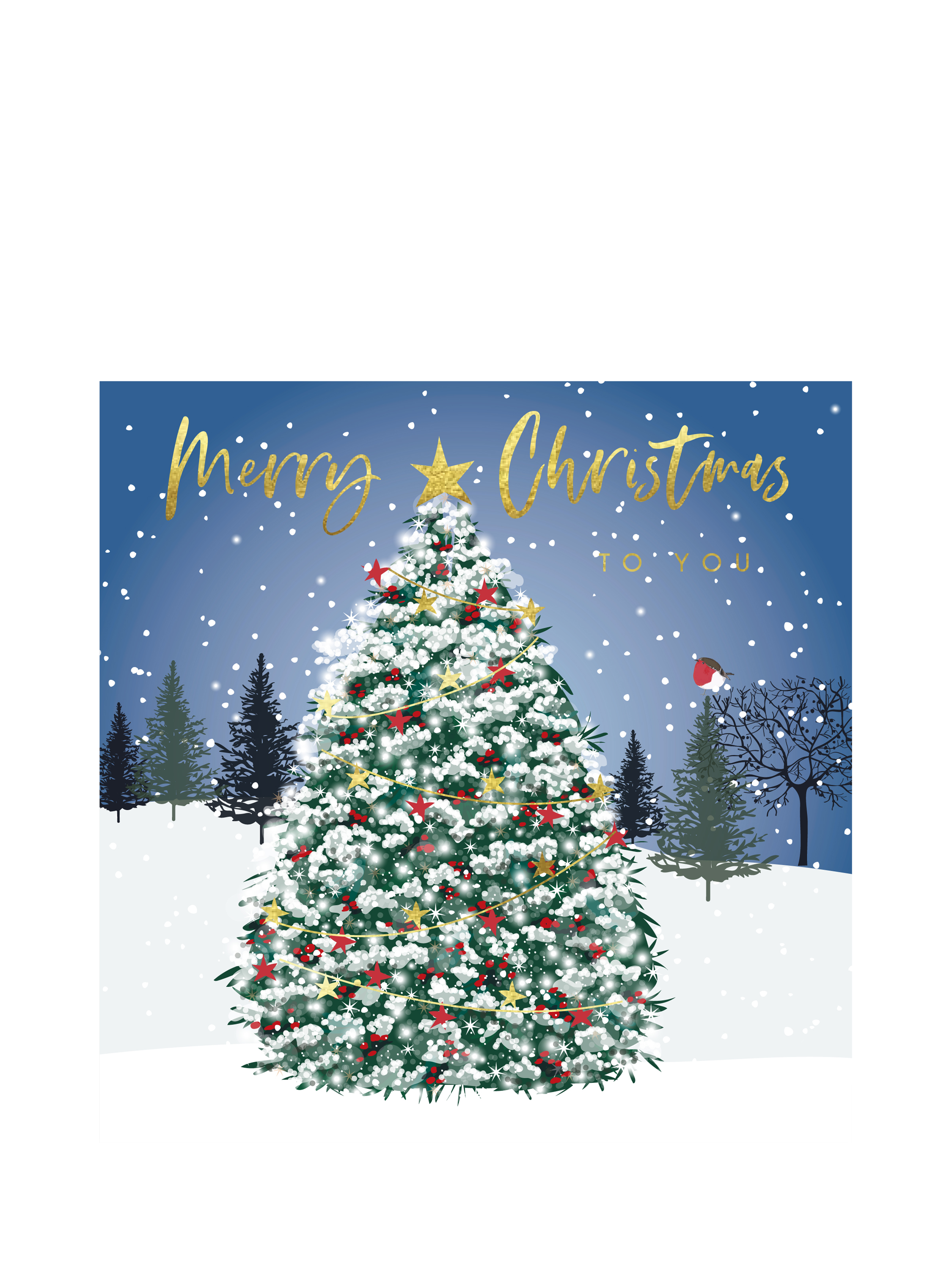 Belly Button Designs Tree in the Snow Christmas Card