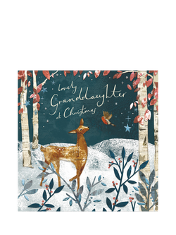 Woodmansterne Robin & Deer Granddaughter Christmas Card, Multi