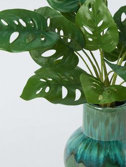 John Lewis Artificial Monstera Plant in Reactive Glaze Ceramic Pot, H56cm, Green - view 2, Green