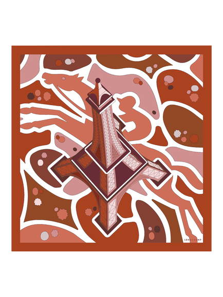 Longchamp Equestrian Tower Silk Scarf, Marmalade, Marmalade