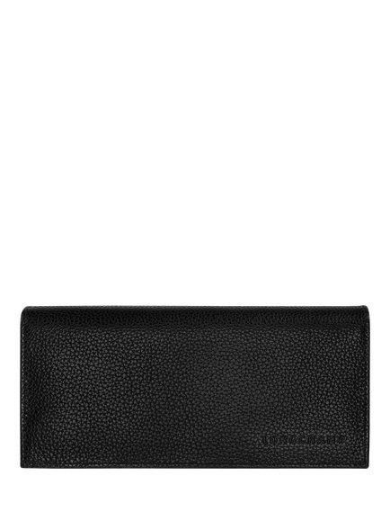 Longchamp Foulonne Long Leather Wallet, Black, Black