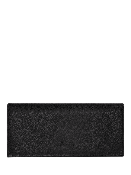 Longchamp Foulonne Long Leather Wallet, Black - view 2, Black