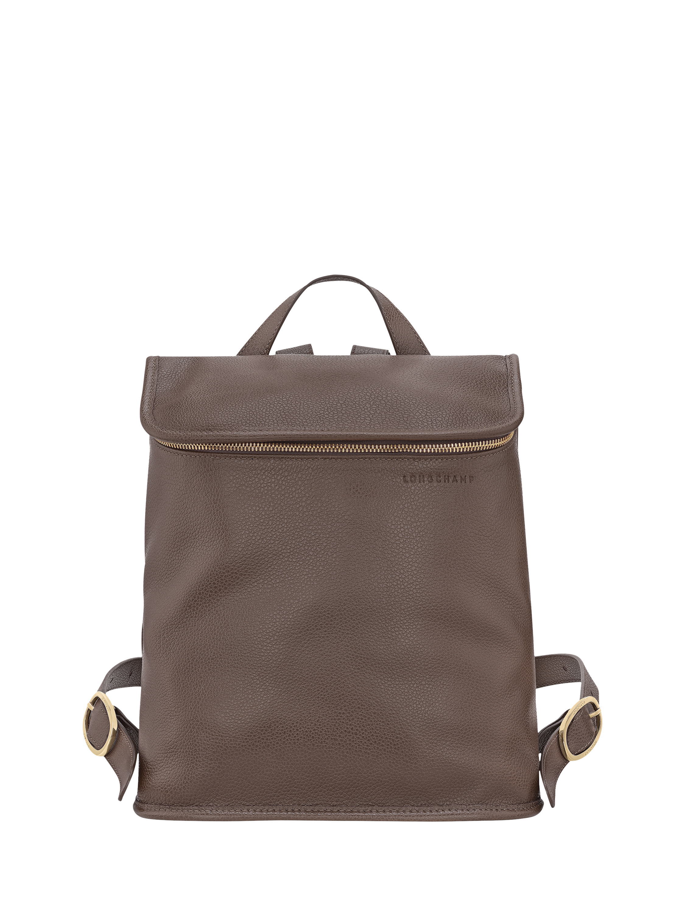 Product image 1 of 2, which shows Longchamp Le Foulonné Leather Backpack, Taupe