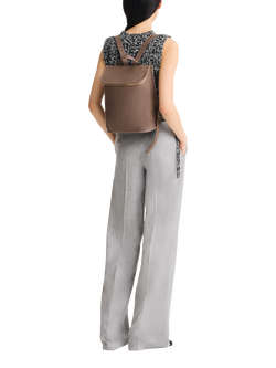 Longchamp Le Foulonné Leather Backpack, Taupe - view 2, Taupe