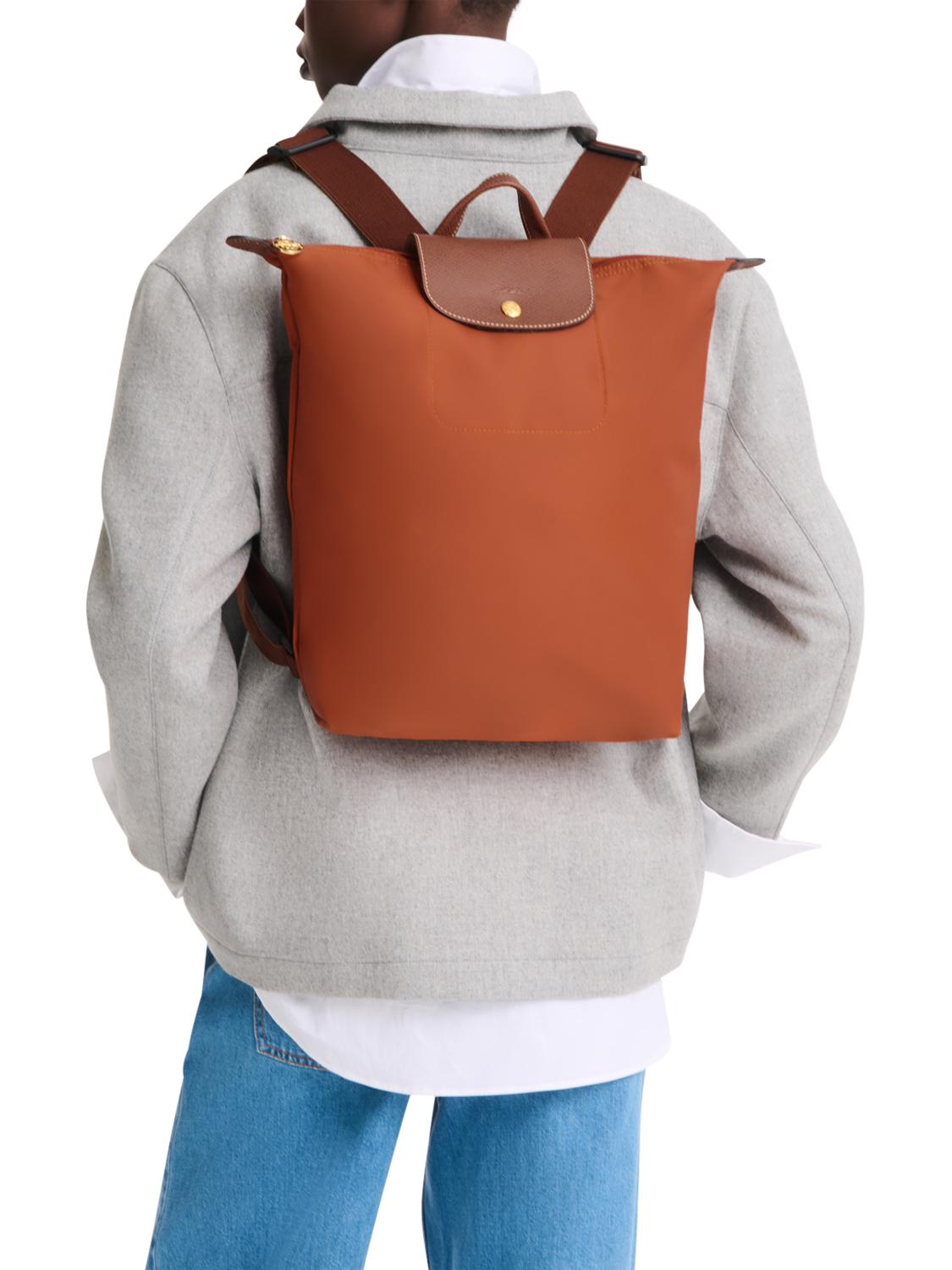 Product image 2 of 7, which shows Longchamp Le Pliage Original Recycled Canvas Backpack, Brick